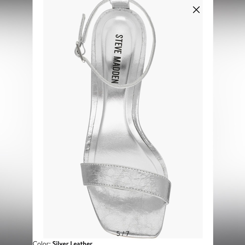 Steve Madden Luxedo Silver Leather Open Toe Pumps Women Size 8.5 $110 - Picture 7 of 11